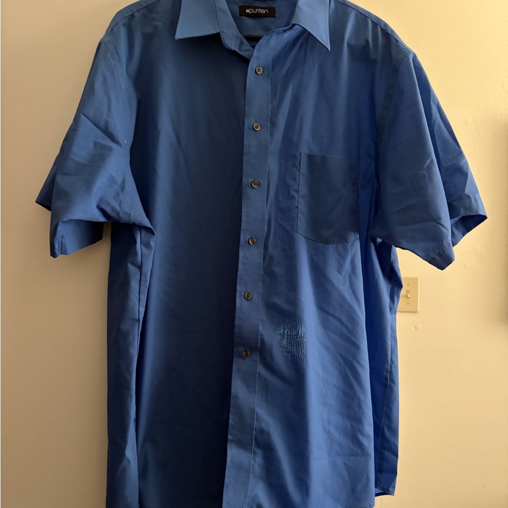 Puritan Men's Blue Short-Sleeve Button-Down Shirt